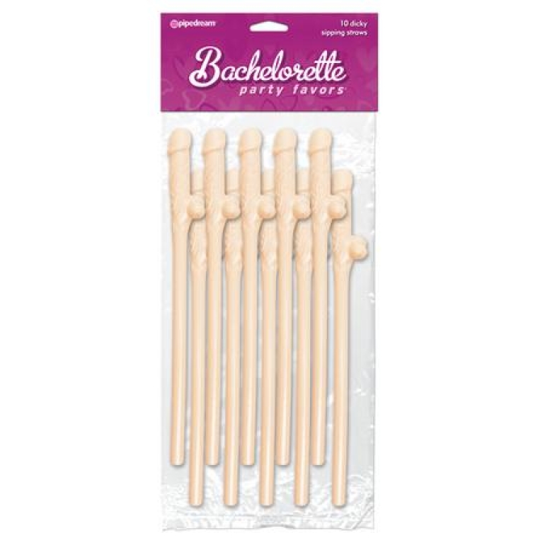 Bachelorette Party Favors Dicky Sipping Straws Beige 10pc.