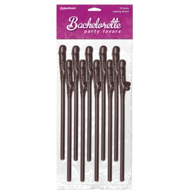 Bachelorette Party Favors Dicky Sipping Straws Brown 10pc.