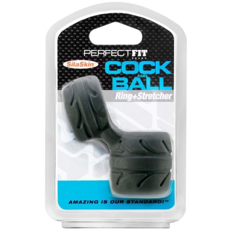 Perfect Fit Siliskin Penis Ring & Ball Stretcher Black
