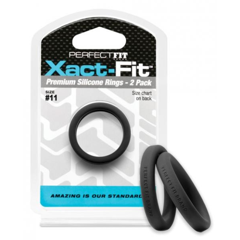 Perfect Fit Xact-Fit #11 2 Pack Black Penis Rings