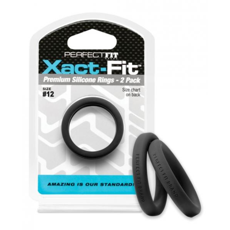 Perfect Fit Xact-Fit #12 2 Pack Black Penis Rings