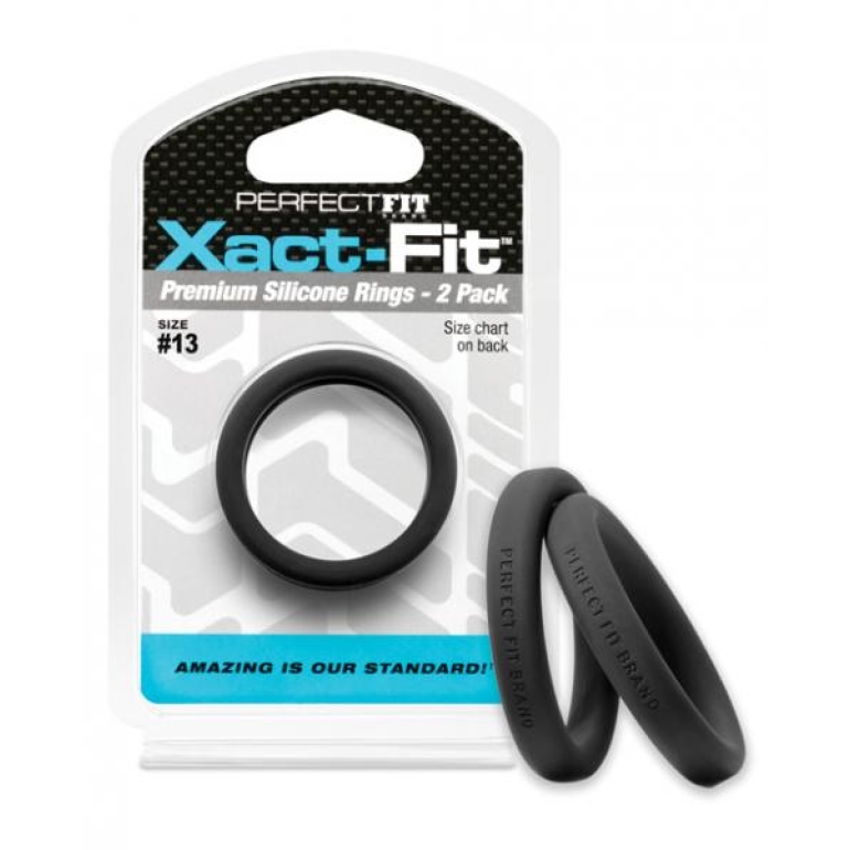 Perfect Fit Xact-Fit #13 2 Pack Black Penis Rings