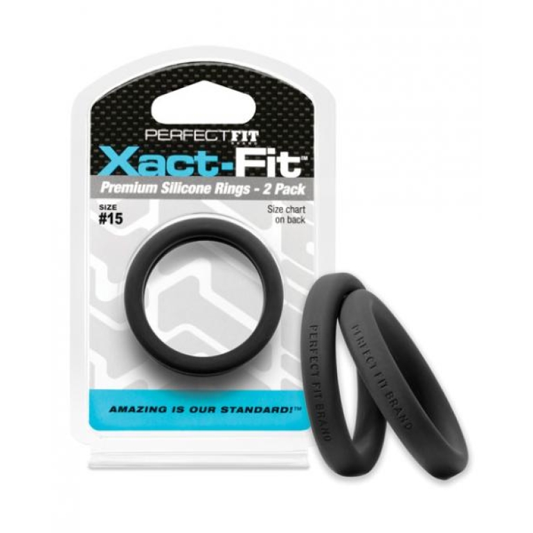 Perfect Fit Xact-Fit #15 2 Pack Black Penis Rings