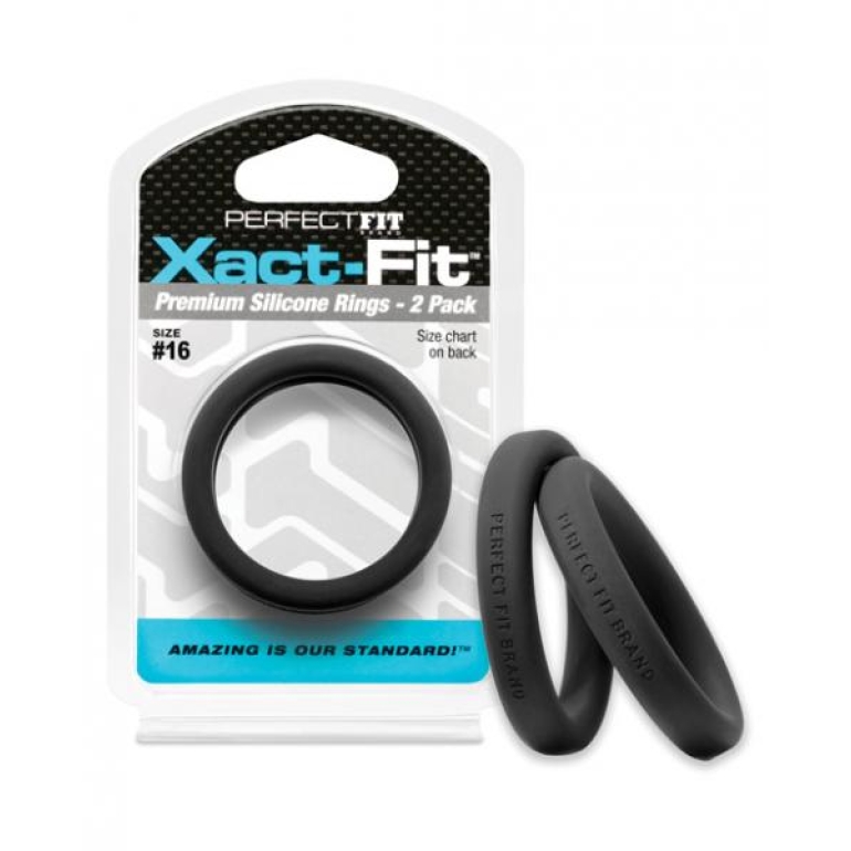 Perfect Fit Xact-Fit #16 2 Pack Black Penis Rings