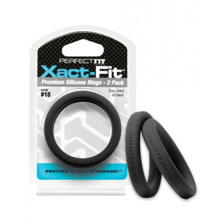Perfect Fit Xact-Fit #18 2 Pack Black Penis Rings