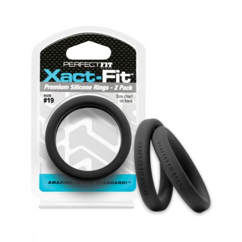 Perfect Fit Xact-Fit #19 2 Pack Black Penis Rings