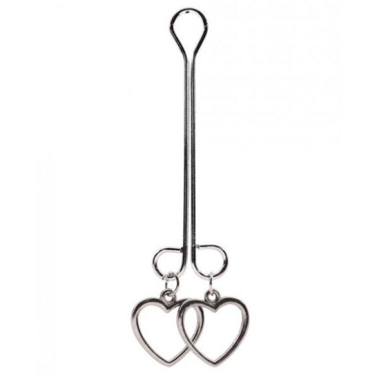 Bijoux De Cli Clit Clamp Double Loop Heart Charms Silver