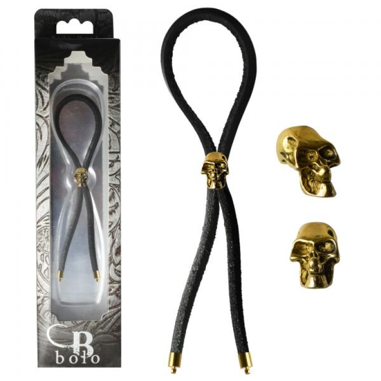 C-Cing Lasso Gold Skull Bead Leather Strap Black One Size Fits Most