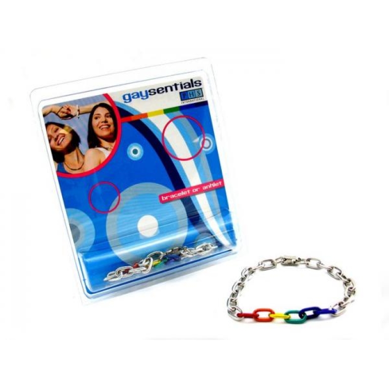 Gaysentials Rainbow and Silver Links Bracelet Multi-Color