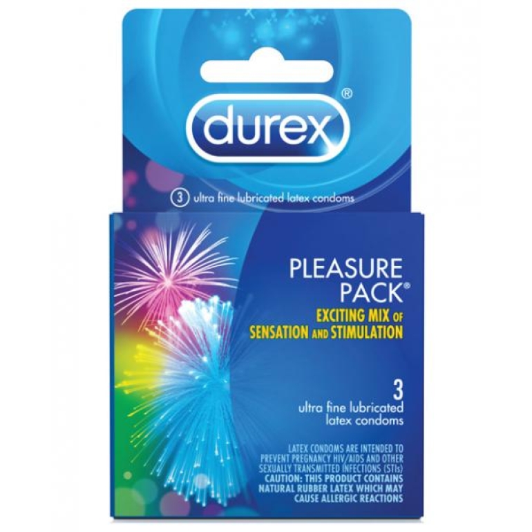 Durex Pleasure Pack 3 Pack Condoms Assorted