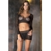 Rene Rofe Crochet Net Bodystocking Black O/S One Size Fits Most