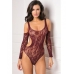 Set The Mood Bodysuit Burgundy O/s One Size Fits Most