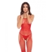 Sparkle Crotchless Body Stocking Red O/s