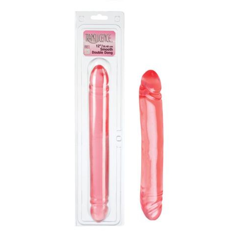 Translucence 12 inch smooth double dildo Pink