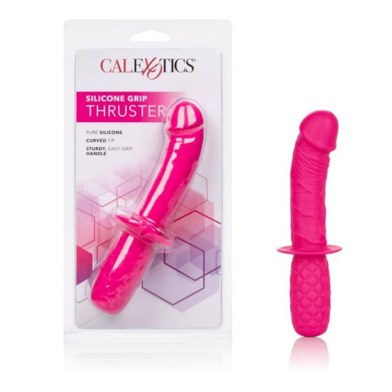 Silicone Grip Thruster Pink G-Spot Dildo