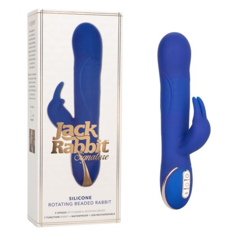 Jack Rabbit Rotating Beaded Rabbit Vibrator Blue