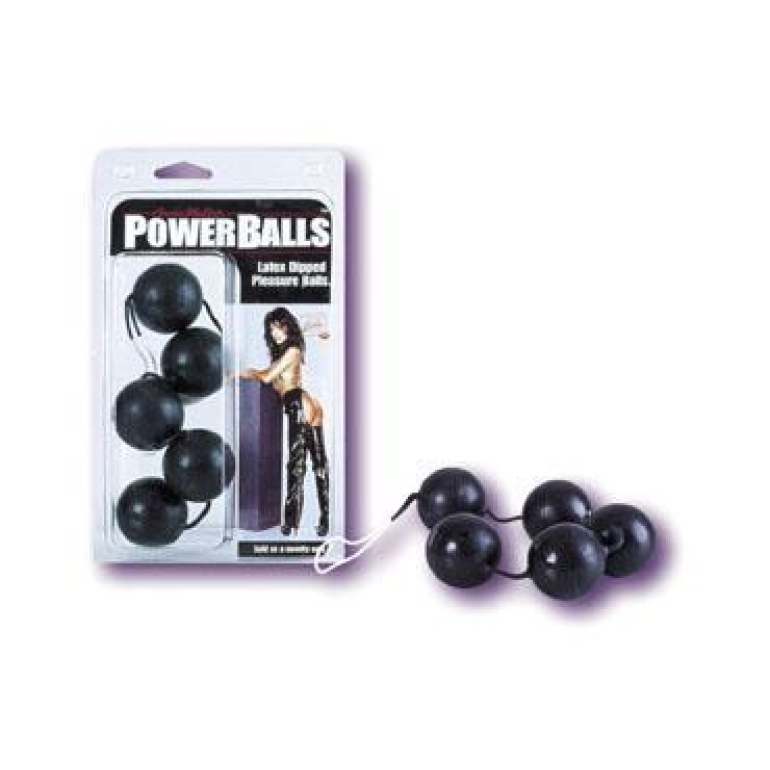 Power Balls Latex Dipped Weighted Pleasure Balls 1.25 Inch - Black