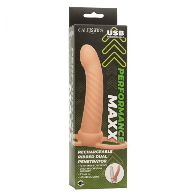 Performance Maxx Ribbed Dual Penetrator Ivory Beige