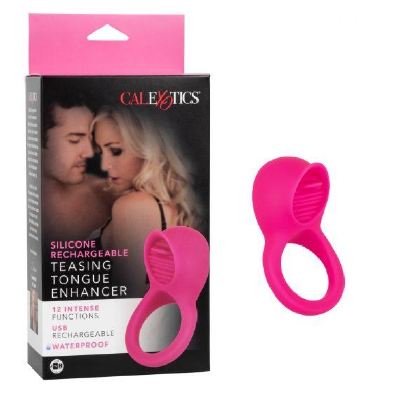 Teasing Tongue Enhancer Pink Vibrating Penis Ring