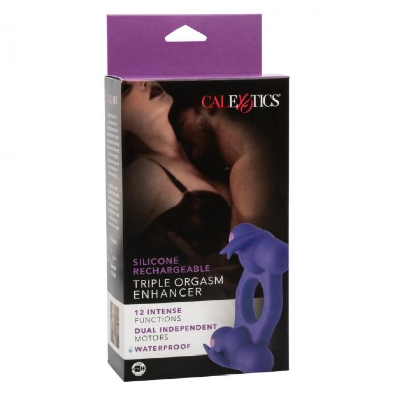 Silicone Rechargeable Triple Orgasm Enhancer Purple