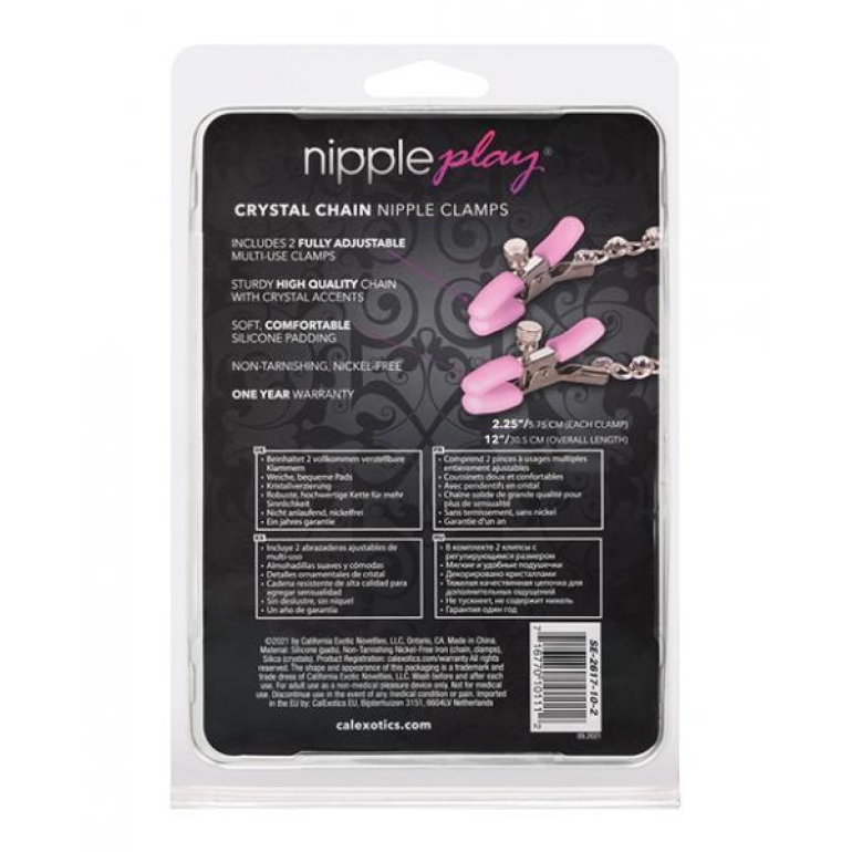 Nipple Play Crystal Chain Nipple Clamps Pink