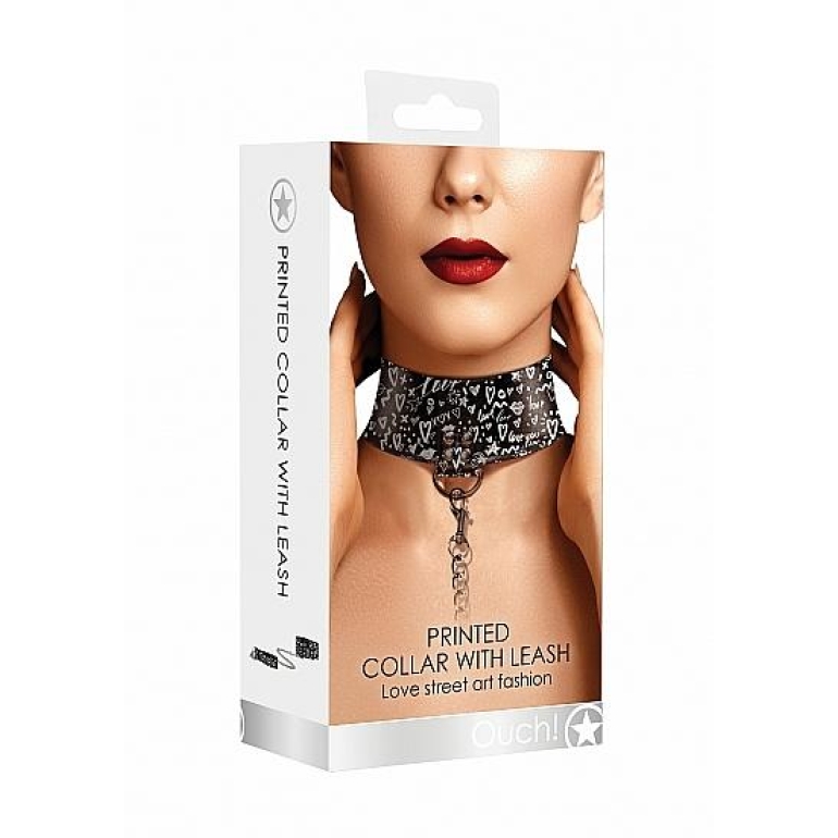 Love Street Art Fashion Collar W/ Leash Black