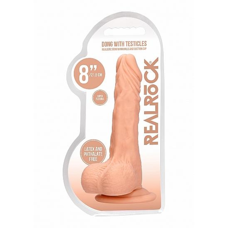 Realrock 8in Dong Flesh W/ Testicles Nude