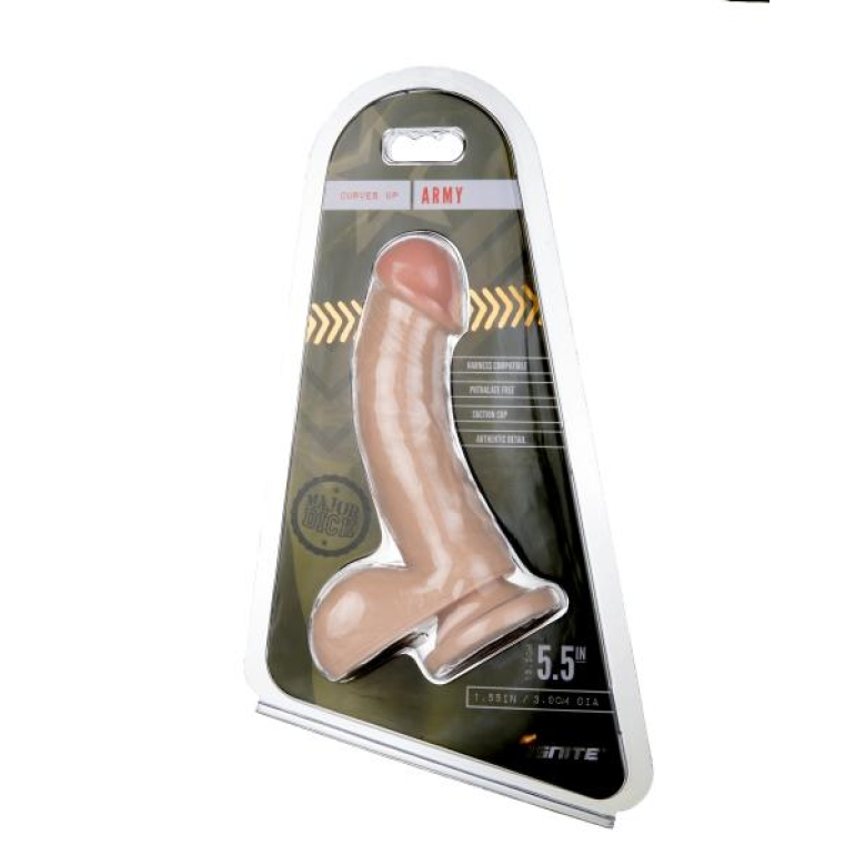 Major Dick Army Beige Curved Up Dildo