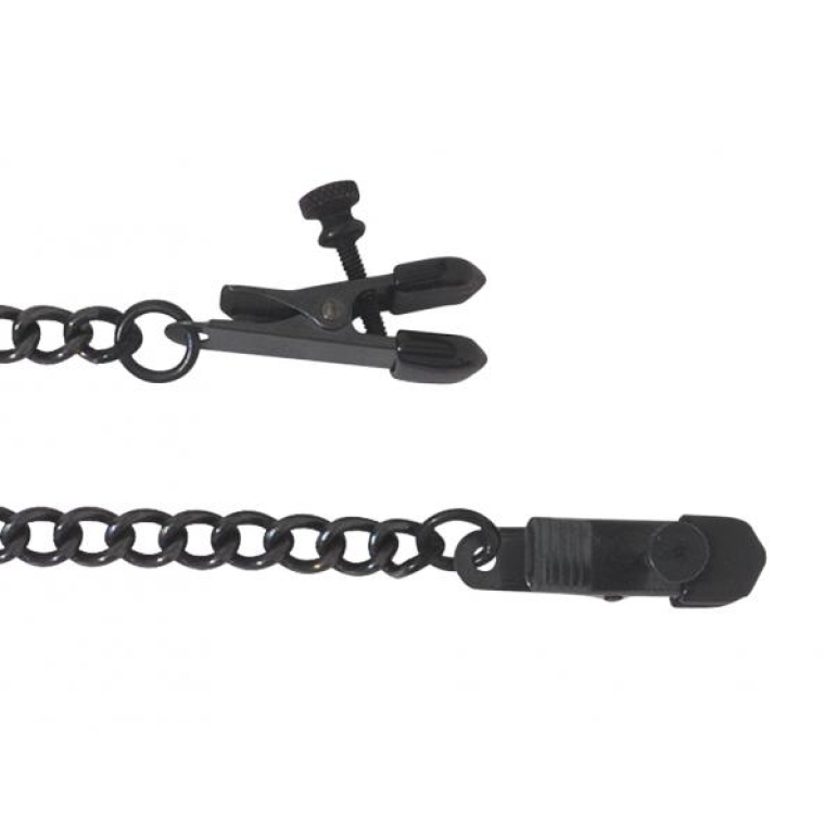 Blackline Adjustable Broad Tip Nipple Clamps Black