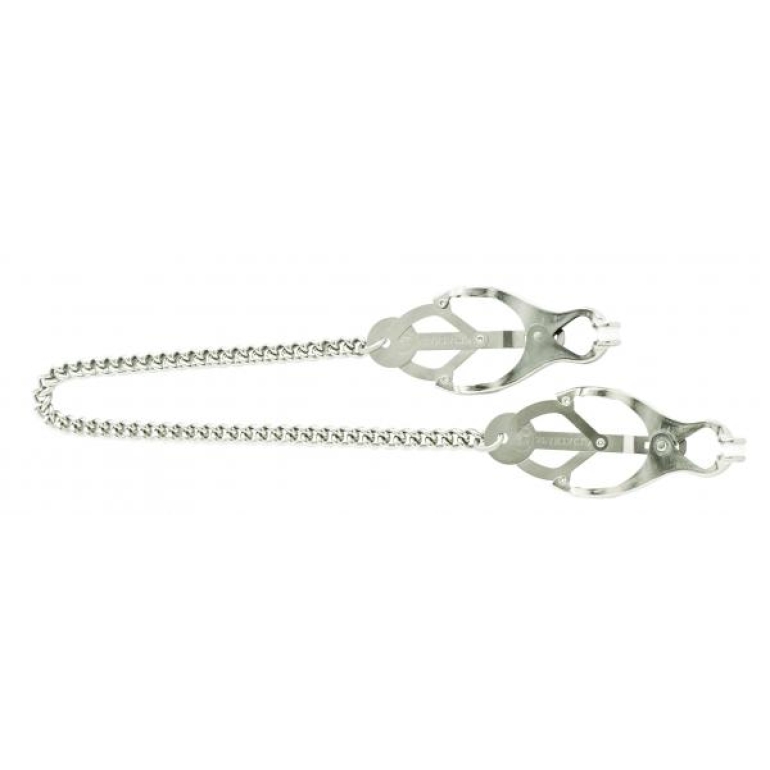 Endurance Butterfly Nipple Clamps With Link Chain - Silver