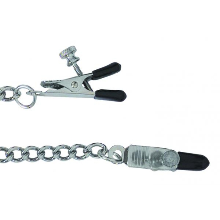 Adjustable Tapered Tip Nipple Clamps With Link Chain Silver