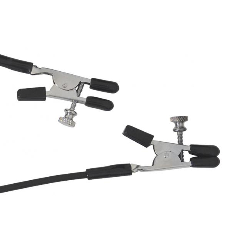 Blackline Adjustable Alligator Nipple Clamps With Rubber Tether - Black