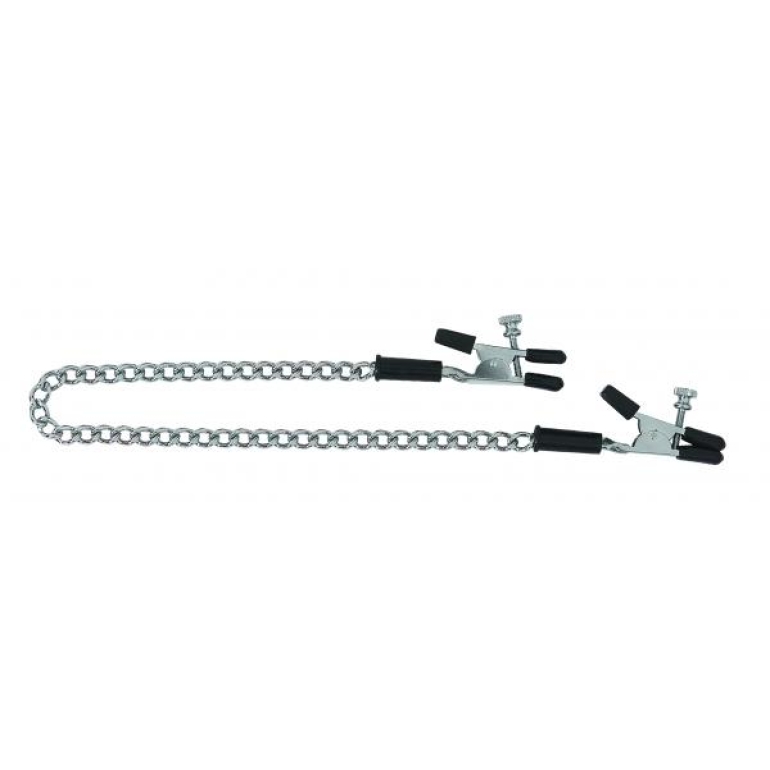 Adjustable Alligator Nipple Clamps With Link Chain Silver