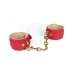 Plush Lined Red Pu Wrist Cuffs