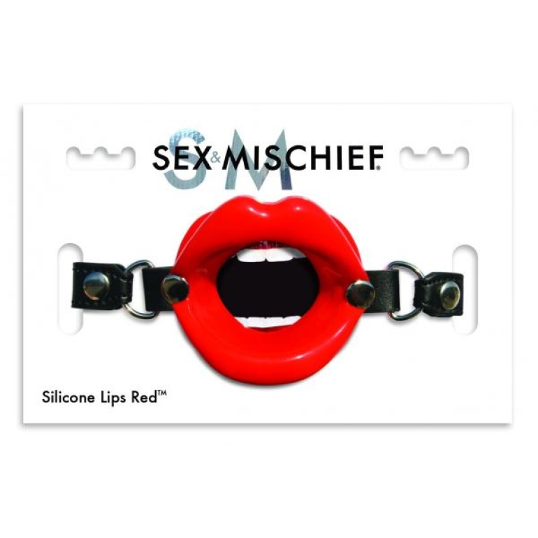 Sex and Mischief Silicone Lips Red Mouth Gag One Size Fits Most