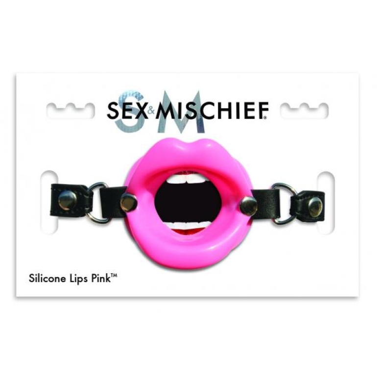 Sex and Mischief Silicone Lips Pink Mouth Gag One Size Fits Most