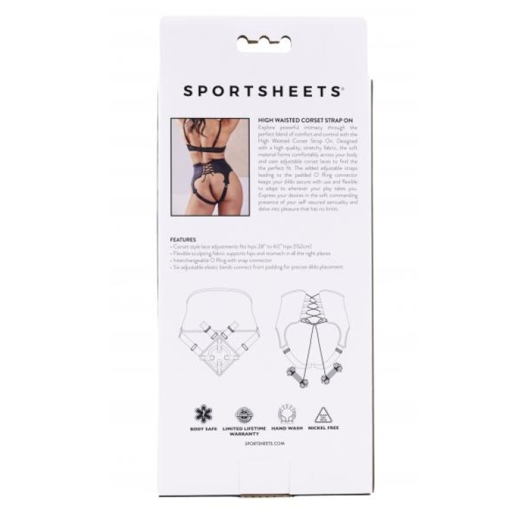 Sportsheets High Waisted Corset Strap On Black