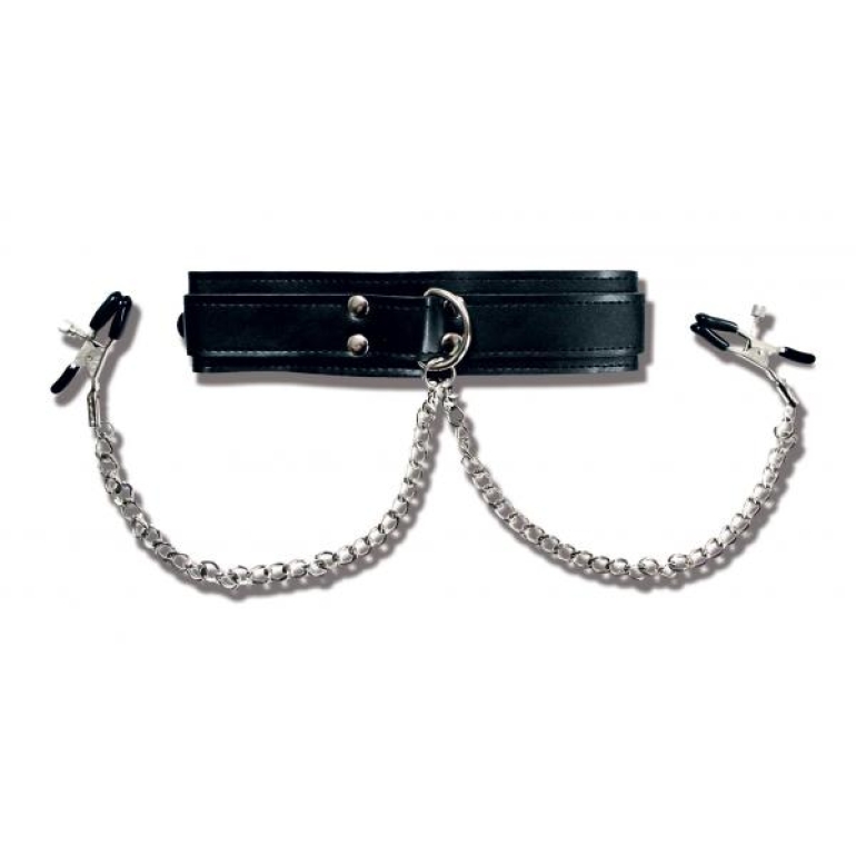 Collar With Nipple Clamps Black