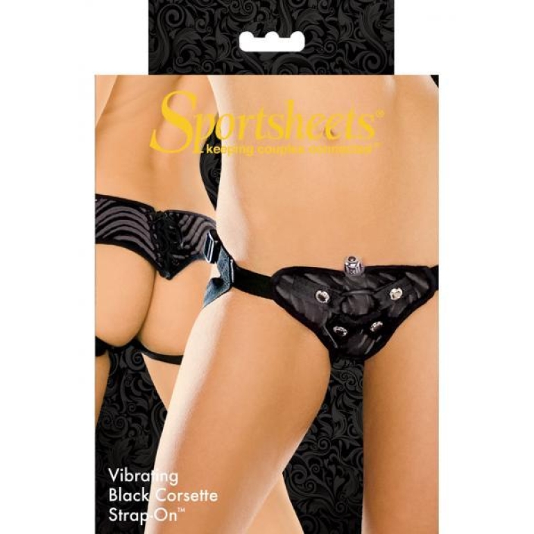 Vibrating Corsette Strap On Harness Black One Size Fits Most