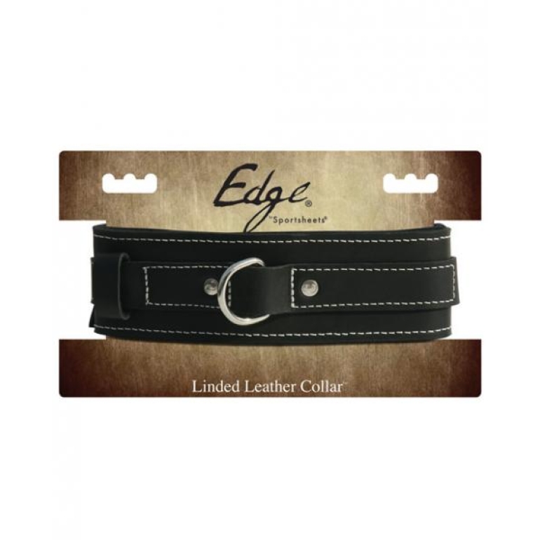 Edge Lined Leather Collar Black O/S