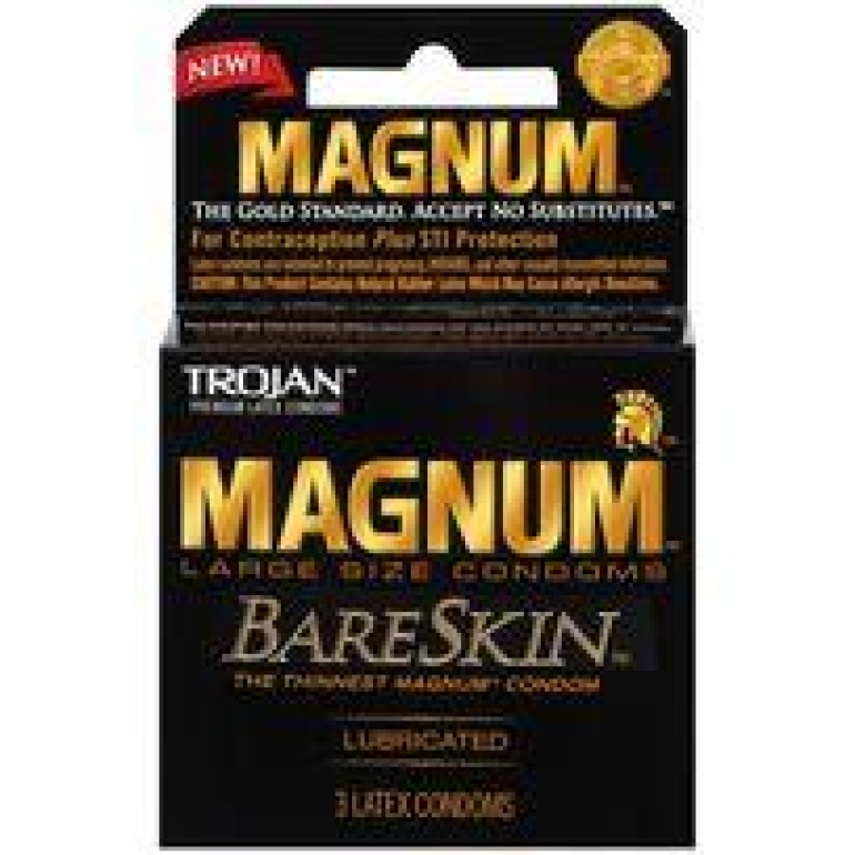 Trojan Magnum Bareskin 3 Pack Large Size Condoms Clear