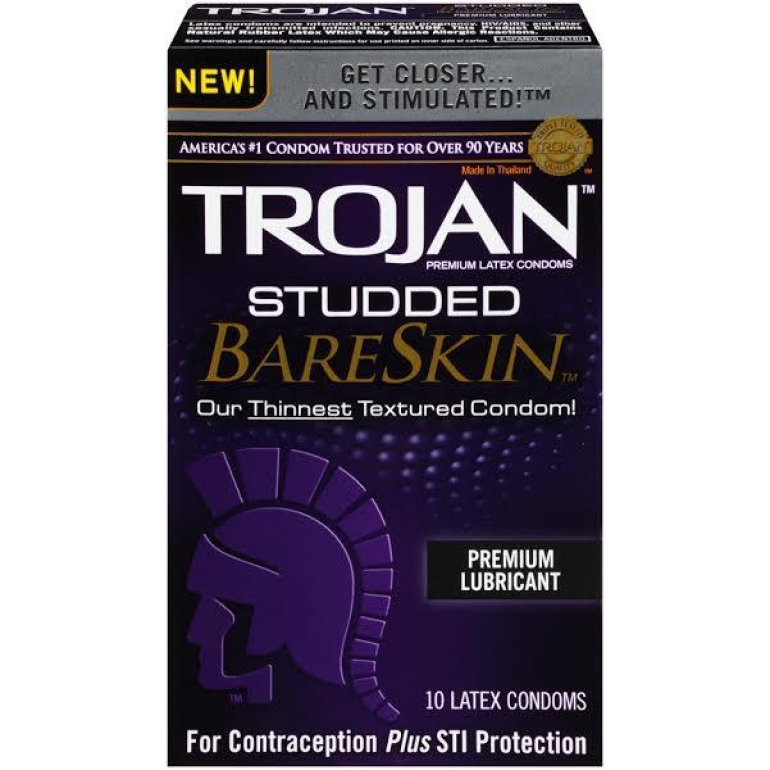 Trojan Studded Bareskin 10 Pack Condoms Clear