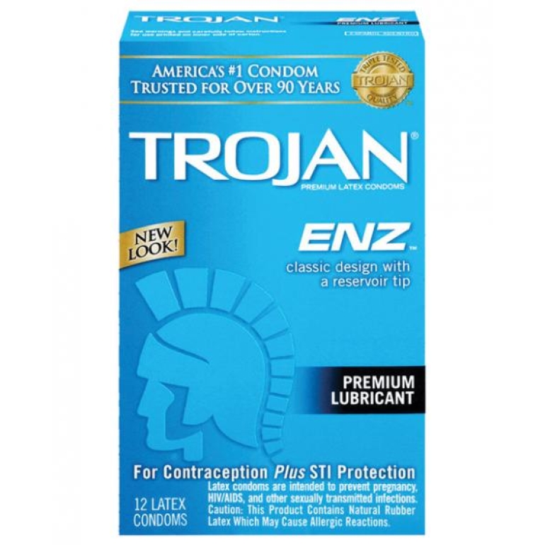 Trojan ENZ Lubricated Latex Condoms 12  Pack Clear