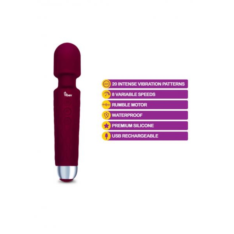 Viben Tempest Intense Wand Massager Ruby Red