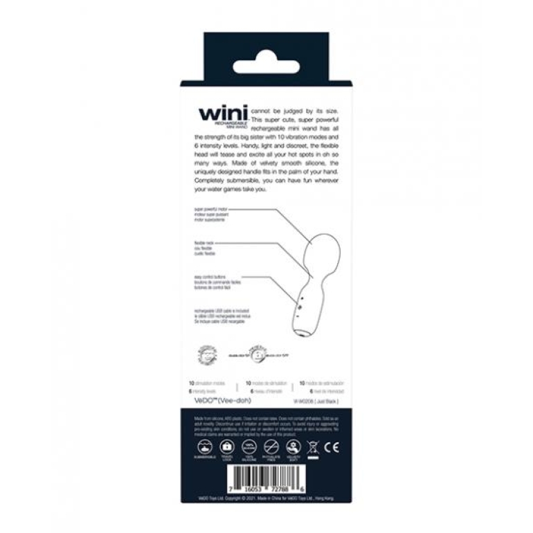 Vedo Wini Rechargeable Mini Wand Just Black