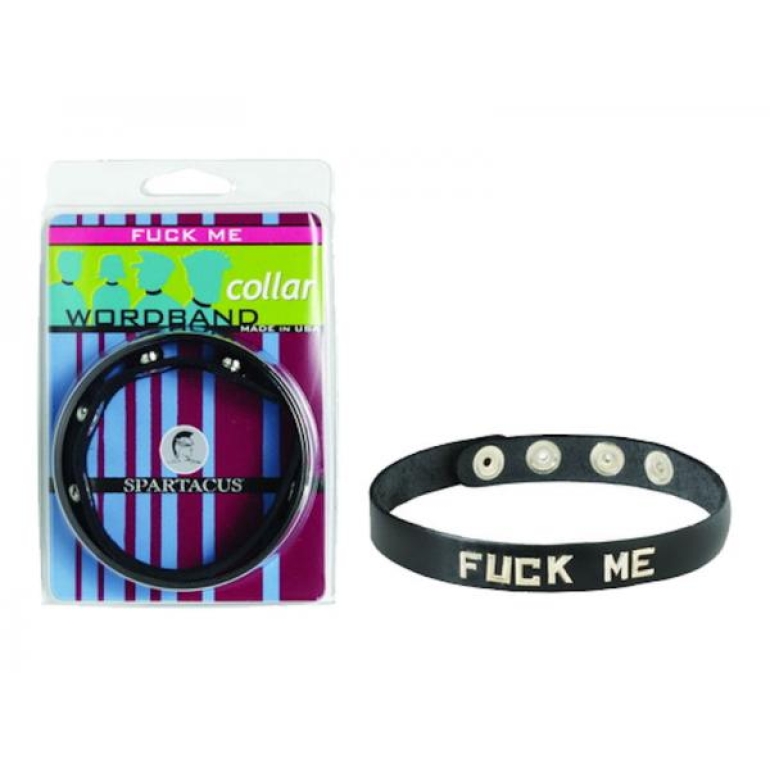 Wordband Collar Fuck Me - Black White