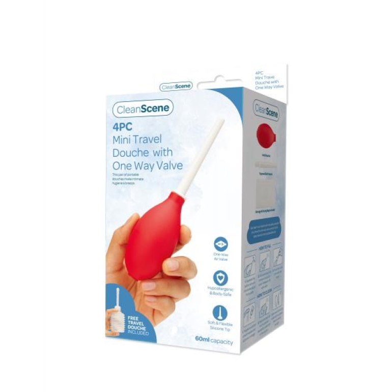 Cleanscene Mini Travel Douche W/ One Way Valve Red