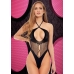 Lapdance Fishnet Halter Bodysuit Black O/s