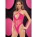 Lapdance Fishnet Halter Bodysuit Hot Pink O/s