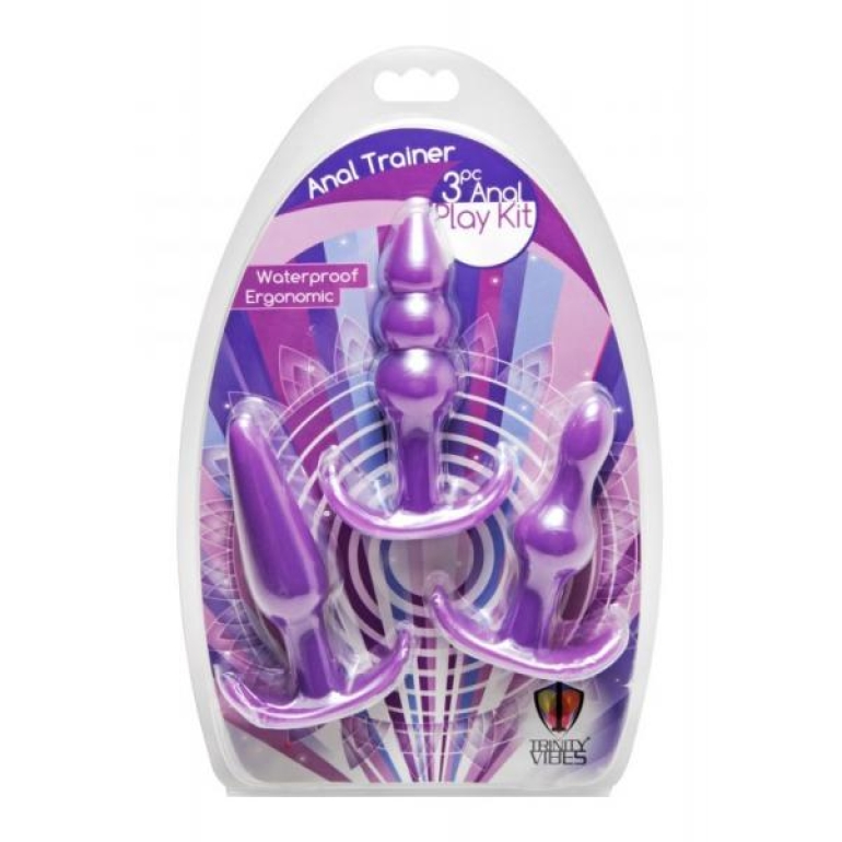 Anal Trainer 3 Piece Anal Play Kit Butt Plugs Purple